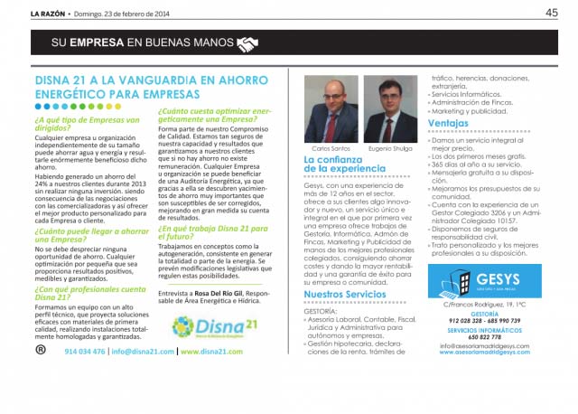 artículo gesys la razon