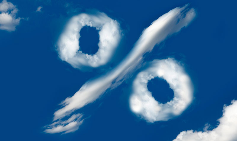 simb olo de porcentaje en el cielo